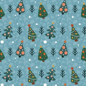 Christmas pattern. Tree cute ornament. Drawing winter Christmas. Doodle ele.. Stock Illustration