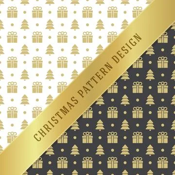 Christmas pattern vector background design with trees Stock Illustration