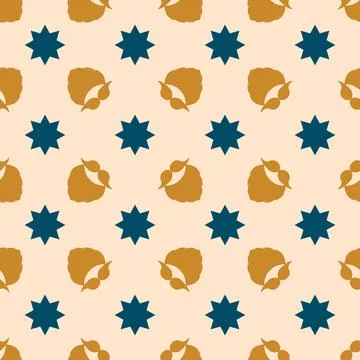 Christmas pattern. Vector seamless background with a beard, mustache, and stars Stock Illustration