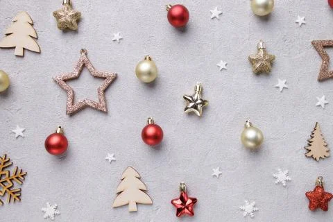 Christmas pattern with winter festive decorations Stock Photos