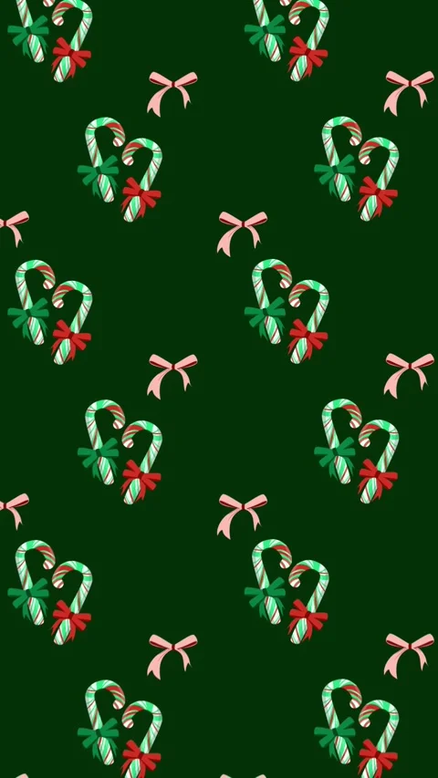 Christmas pattern zooms out to a full background of candy canes and bows. Stock Footage 322508293