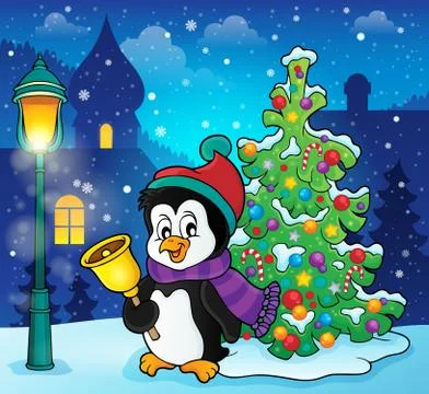 Christmas penguin topic image - eps10 vector illustration. Illustrazione stock