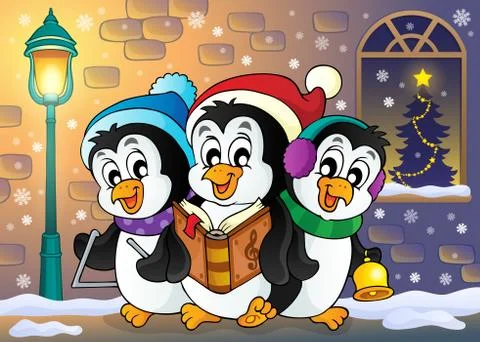 Christmas penguins theme image Stock Illustration