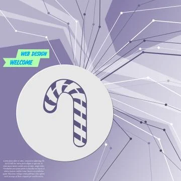 Christmas peppermint candy cane with stripes icon on purple abstract modern b Stock Illustration