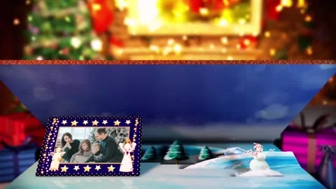 Christmas Photo Pop-Up Book  After Effects	Stock