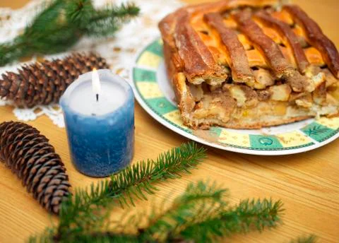 Christmas Pie On Table Фото