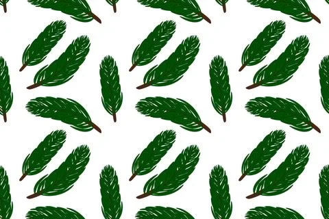 Christmas Pine Branches Seamless Pattern Stock Illustration