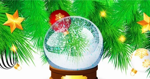 Christmas Pine Snow Globe Stock Footage 108252073