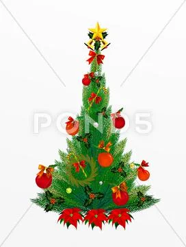 Christmas Pine Tree and Christmas decoration Stock Illustration