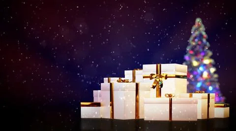 Christmas pine tree and present boxes - holiday concept Stock Illustration