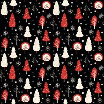 Christmas pine tree boho pattern Stock Illustration