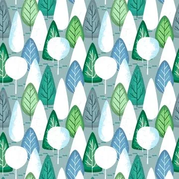 Christmas pine tree forest seamless pattern cartoon イラスト素材