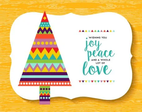 Christmas pine tree geometry design in fun colors Stock Illustration