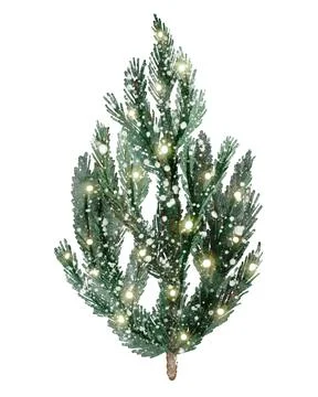 Christmas pine tree with lights, decoration lamps. Merry Christmas and a happ Stock Illustration