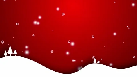Christmas pine tree snowfall red background Stock Footage 321550550