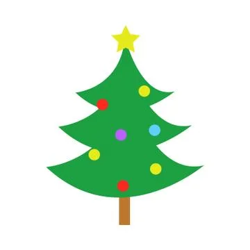 Christmas Pine Tree With Star &amp; Balls Stock Illustration