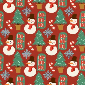 Christmas pine tree vector cartoon green winter needle leaf seamless pattern Stock Illustration