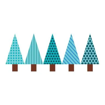 Christmas pine trees icon vector illustration. Fir tree icons set. Flat 스톡 일러스트