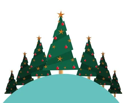 Christmas pine trees on white background Stock Illustration