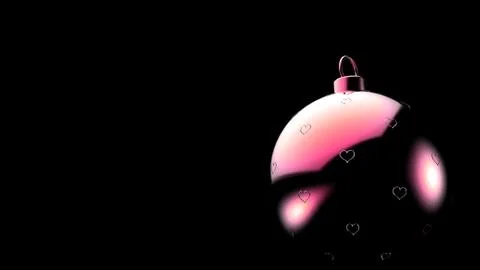 Christmas pink ball with heart pattern on black background, colorful xmas bal Stock-Illustration