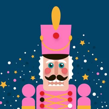 Christmas Pink Nutcracker. Doll guard. Cute soldier toy. December Ballet party Illustrazione stock