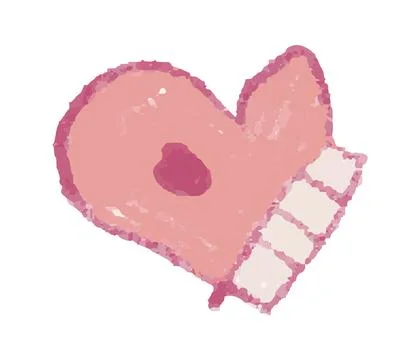 Christmas Pink Winter Mitten vector crayon illustration. festive seasonal e.. イラスト素材