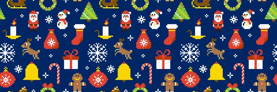 Christmas Pixel Seamless Pattern 스톡 일러스트