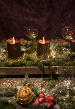 Christmas place setting vertical format Stock-Fotos