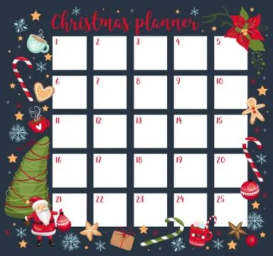 Christmas planner, organizer template. Vector illustration EPS 10. Stock Illustration