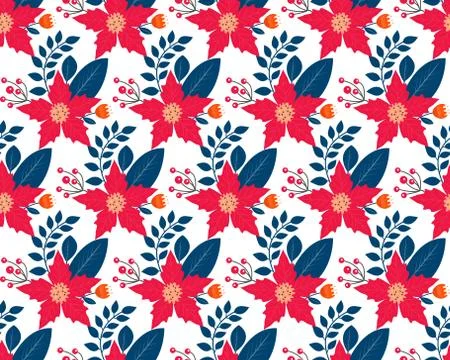 Christmas plants seamless pattern. Merry christmas repeating texture winter Stock Illustration