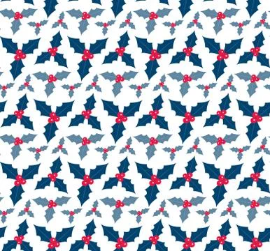 Christmas plants seamless pattern. Merry christmas repeating texture winter Stock Illustration