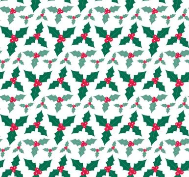Christmas plants seamless pattern. Merry christmas repeating texture winter Stock Illustration