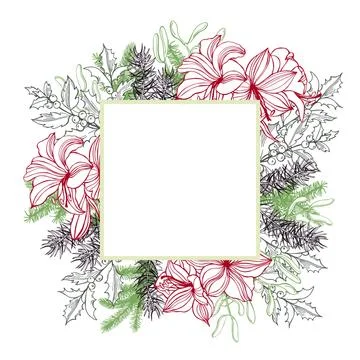 Christmas plants set. Stock Illustration