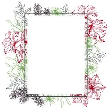 Christmas plants set. Stock Illustration