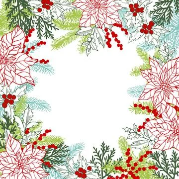 Christmas plants set. Stock Illustration