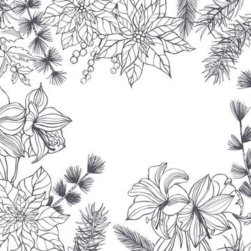 Christmas plants set. Stock Illustration