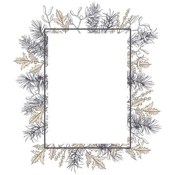Christmas plants set. Stock Illustration