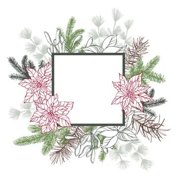 Christmas plants set. Stock Illustration