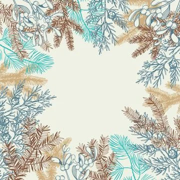 Christmas plants set. Stock Illustration