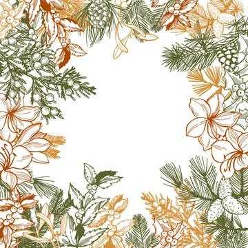 Christmas plants. Vector background. Illustrazione stock