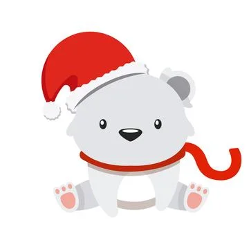 Christmas polar bear cub. Vector Stock Illustration