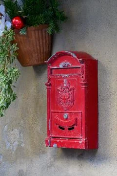Christmas Postbox on a Wall Stock Photos