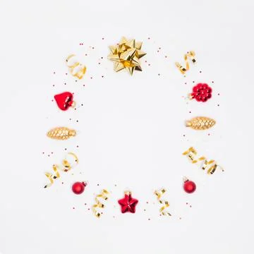 Christmas postcard with square frame from decorations Stock Photos