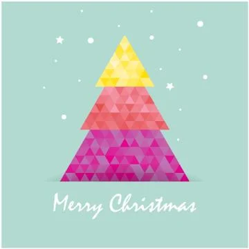 Christmas postcard template with christmas tree Stock Illustration