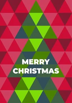 Christmas poster.  Mosaic of triangles, image of a Christmas tree. Stock Illustration