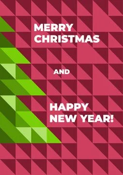 Christmas poster.  Mosaic of triangles, image of a Christmas tree. Stock Illustration