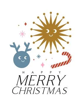 Christmas poster with smiling elements イラスト素材