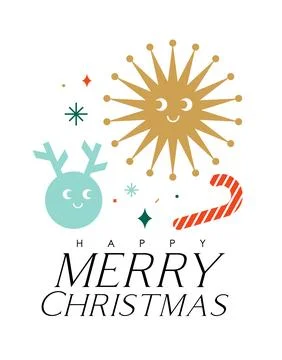 Christmas poster with smiling elements light color イラスト素材