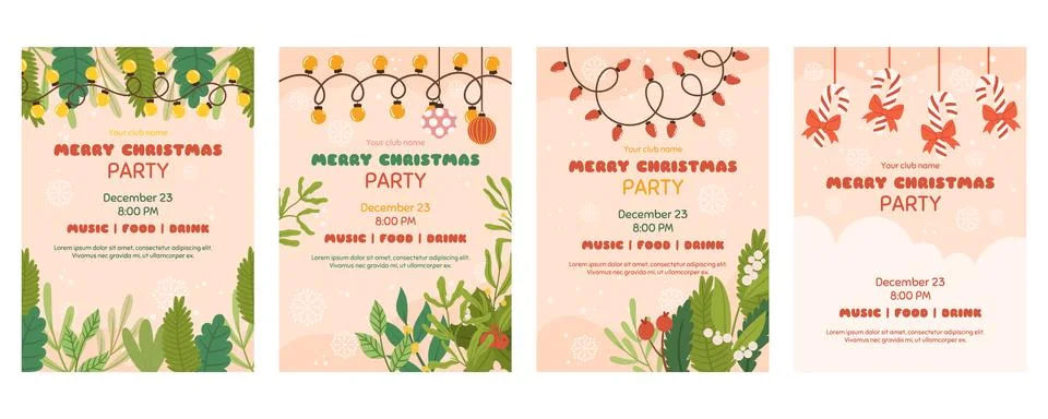 Christmas poster template with copy space, Invitation for Xmas party. Vertica Stock Illustration