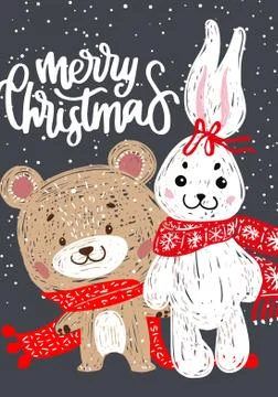 Christmas Posters. Vector illustration. Template for Greeting Scrapbooking, C Stock Illustration